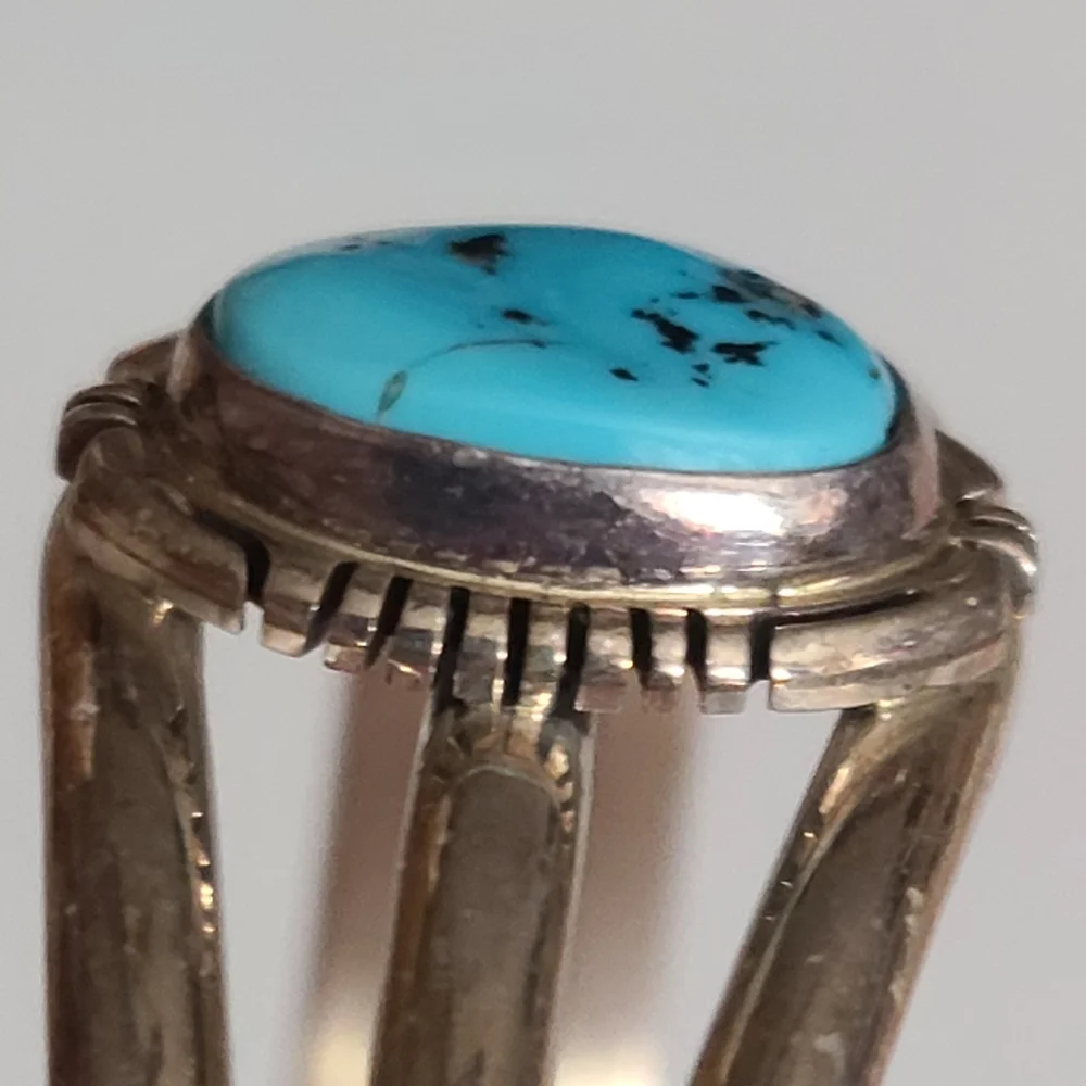 Vintage navajo Aaron Toadlena AT turquoise sterling bracelet native American - Picture 13 of 13